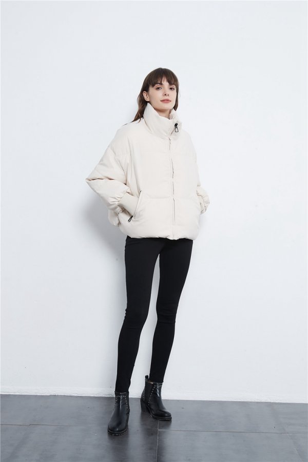 Solid Color Zipper Design Cotton Coat Bread Coat Women